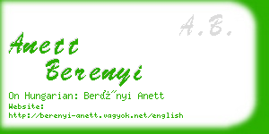 anett berenyi business card